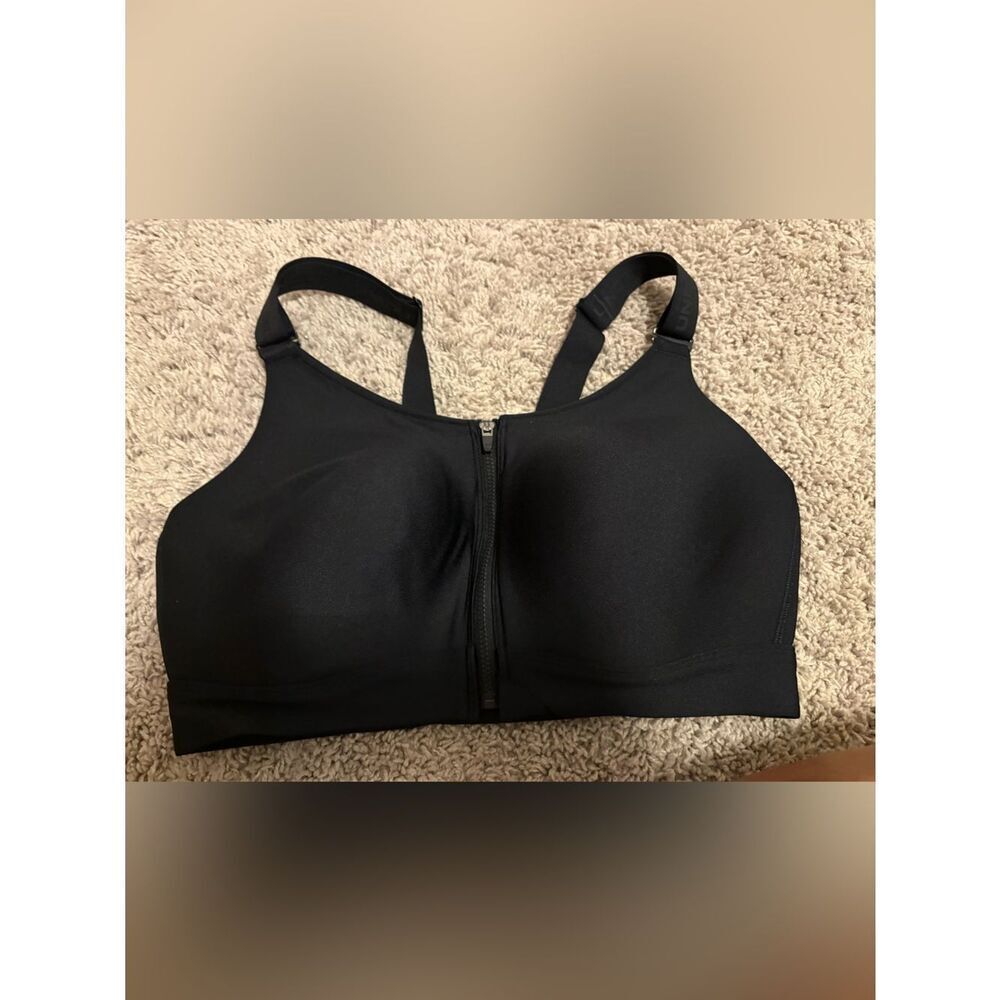Under Armor Black Front-Zip High Support Sports Bra